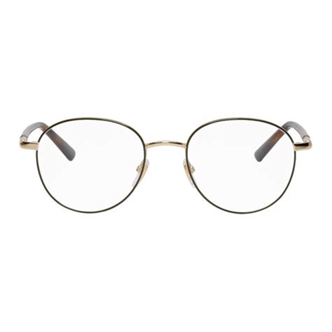 gucci gold & green round outline glasses|Gucci gold jewelry.